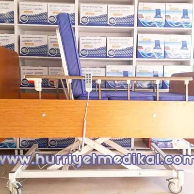 3 Motorlu Ahşap Kaplama Hasta Yatağı