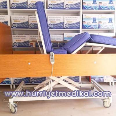 3 Motorlu Ahşap Kaplama Hasta Yatağı